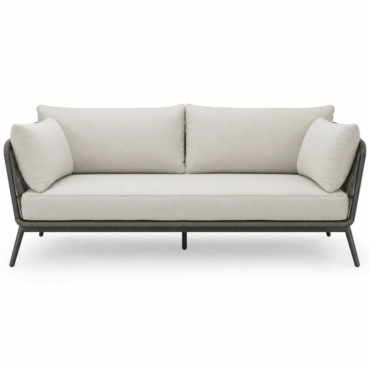 Sofa ogrodowa 3-miejscowa aluminiowa z szarą tkaniną