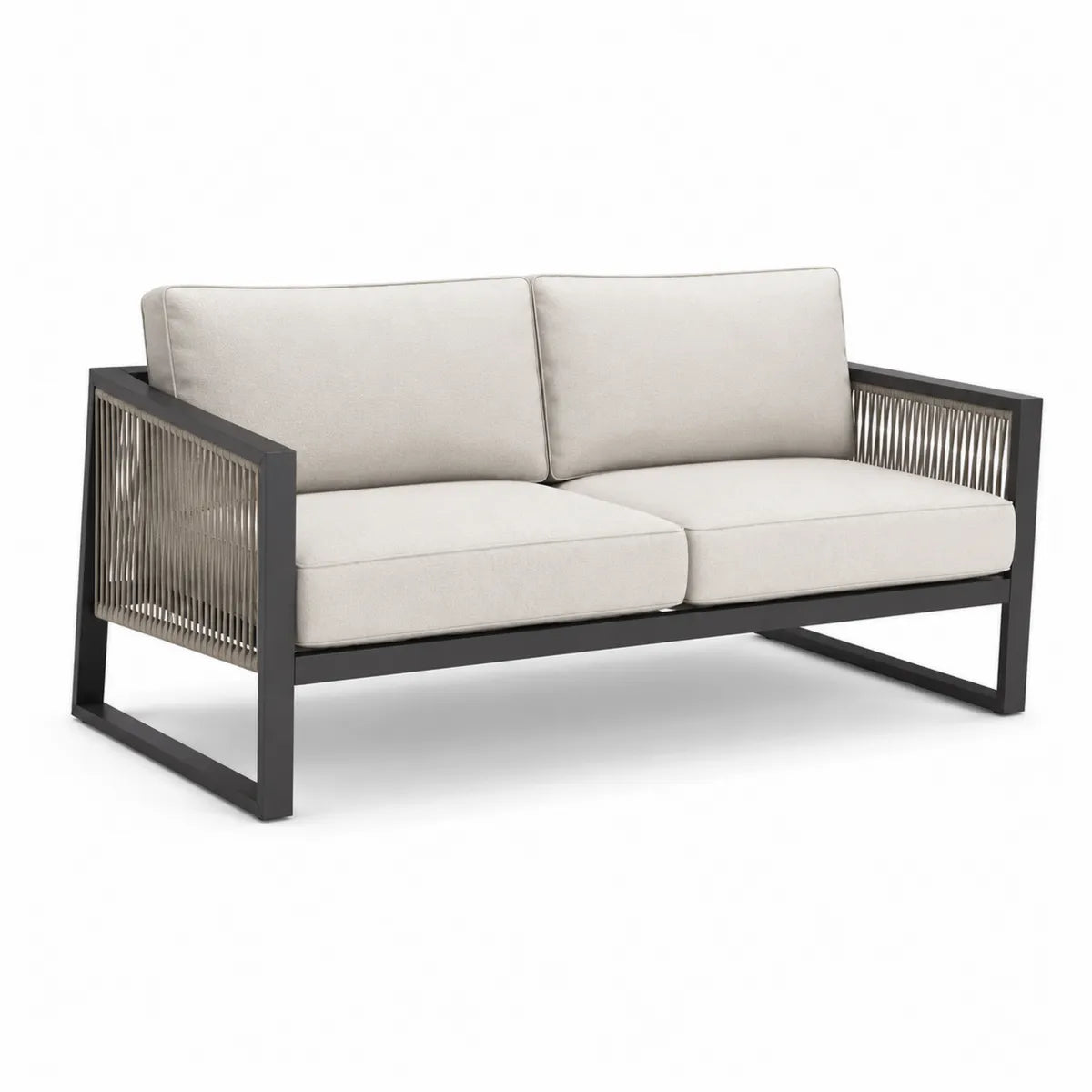 Sofa ogrodowa metalowa beżowa 2-osobowa