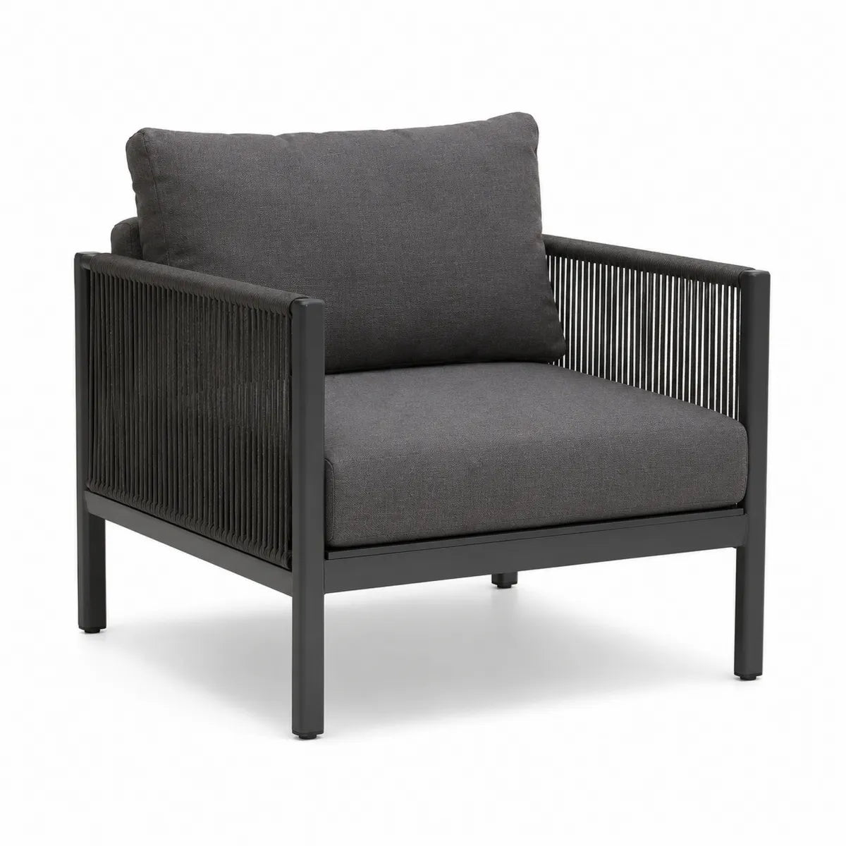 Fotel ogrodowy antracytowy aluminium i tkanina