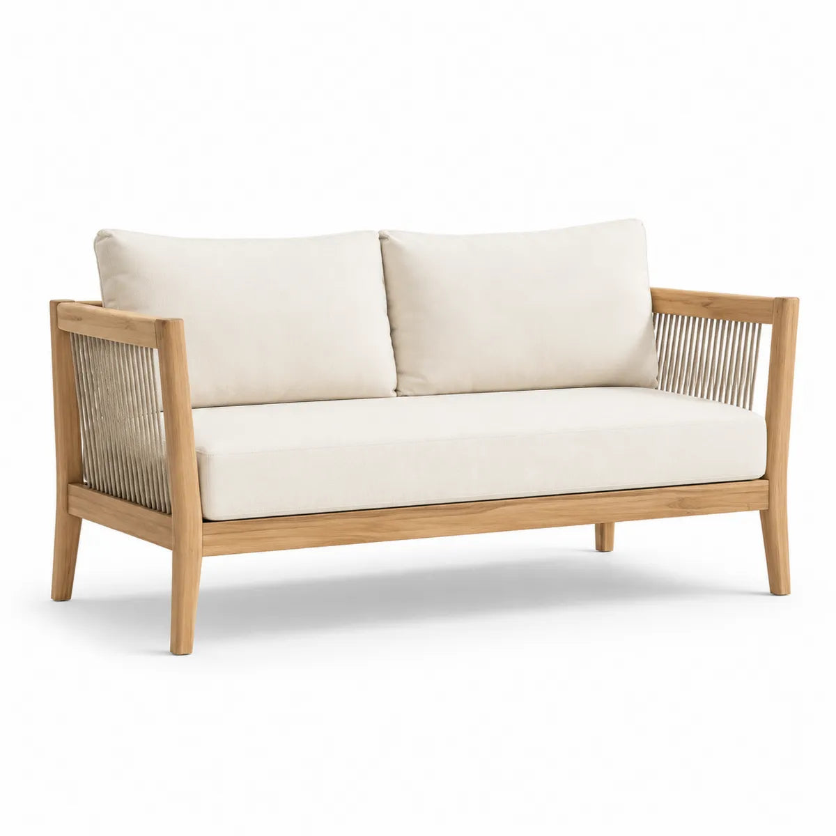 Sofa ogrodowa drewniana beżowa 2-osobowa 150cm