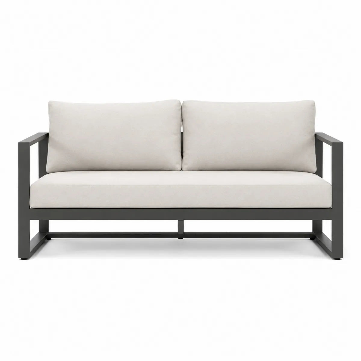 Sofa ogrodowa dwuosobowa z aluminium i poliestru, szara, 170x75x70 cm