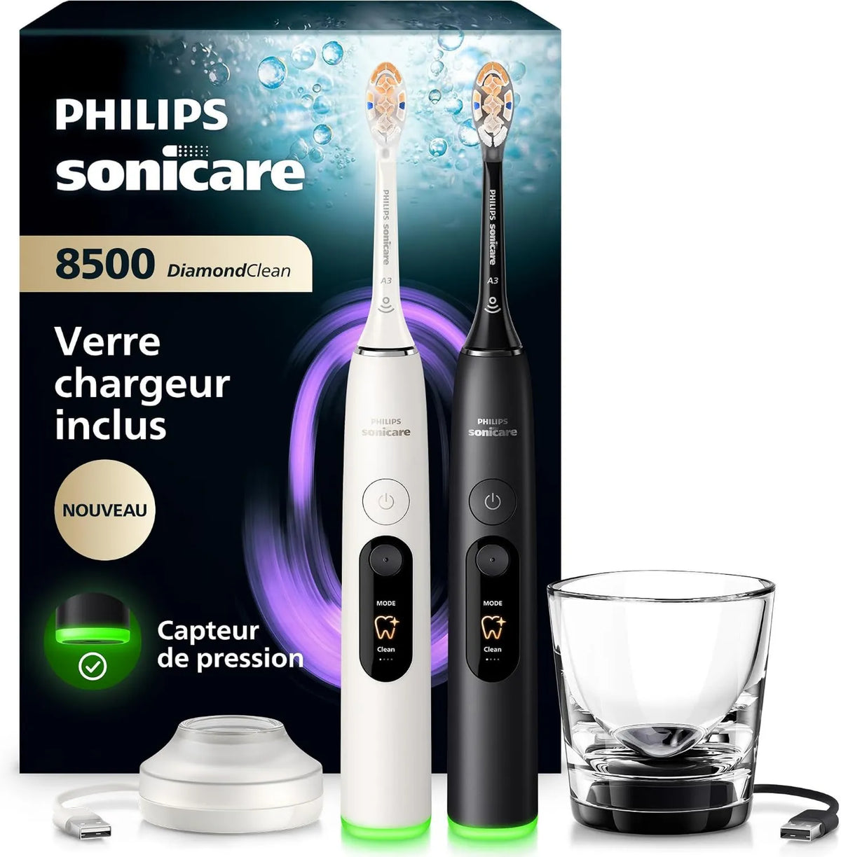 PHILIPS, HX8596 / 21 czujnik, szczotka, szczoteczka do zębów wielokrotnego ładowania, płyta IPS, czarny HX8596/21