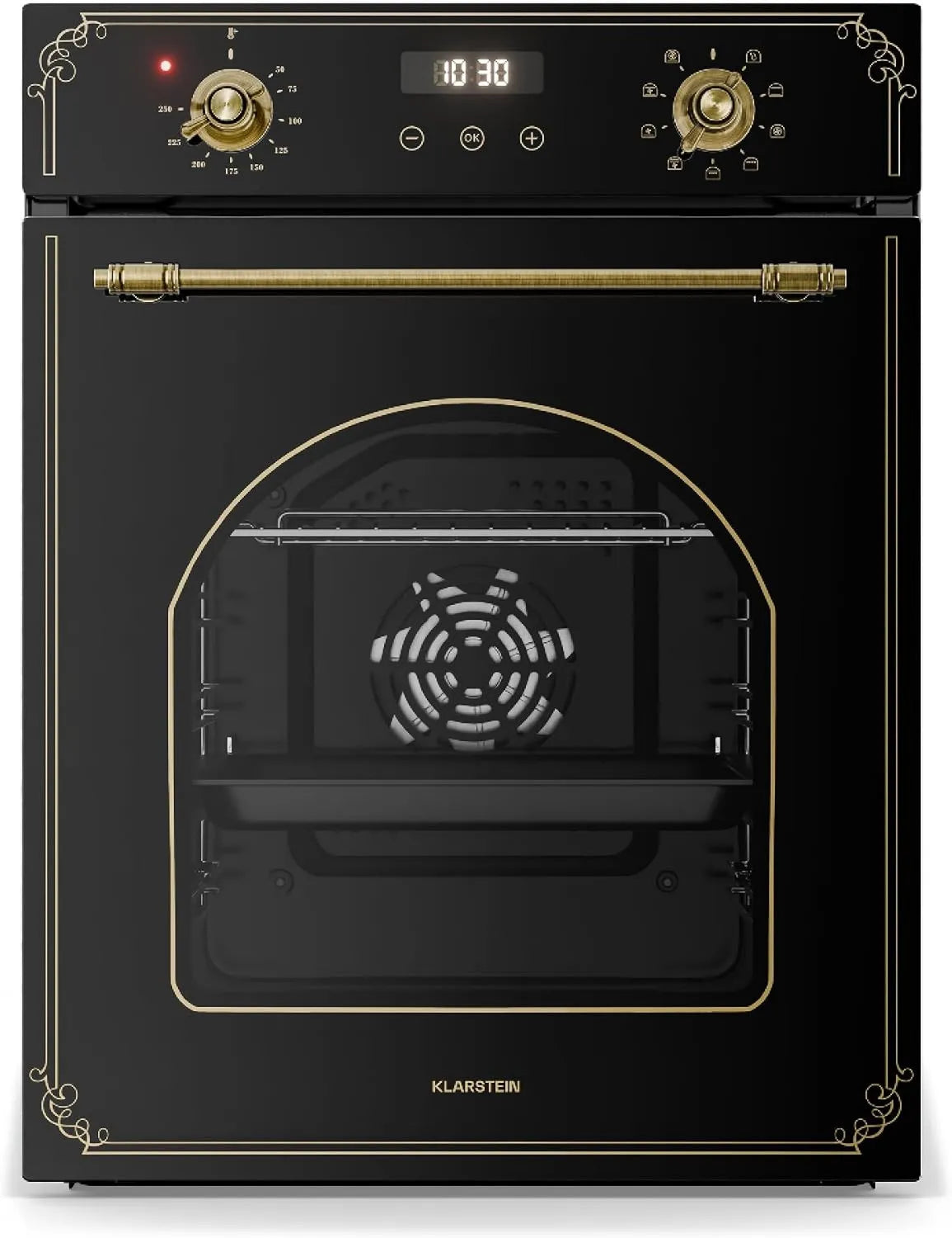 KLARSTEIN piekarnik do zabudowy, Elektryczny piekarnik, 45 cm, 49 l, 9 programów, klasa energetyczna E, do zabudowy, minutnik, grill, para, wąski, czarny, Grill wentylowany, Czyszczenie