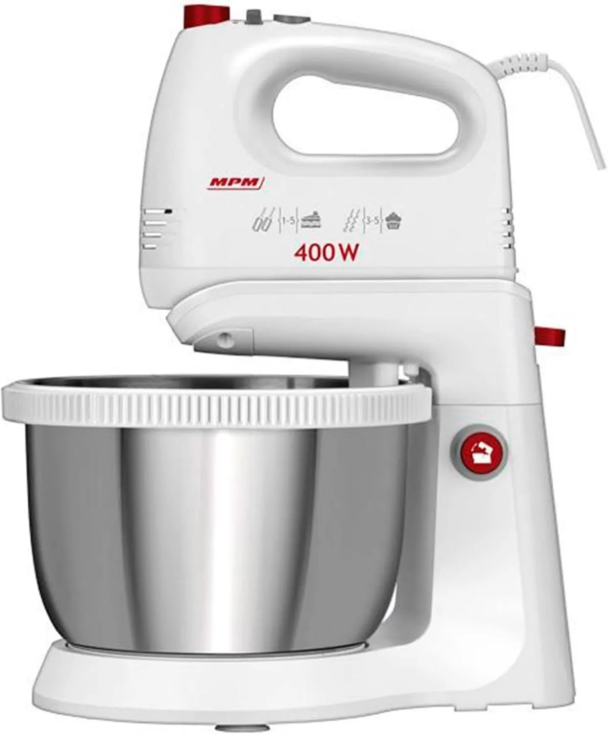 MPM mikser planetarny, MMR- 21Z Robot, 3, 5 l, 400 W, Ciasto, Stal nierdzewna, 5 prędkości, Biały, Kuchnia, MMR-21Z