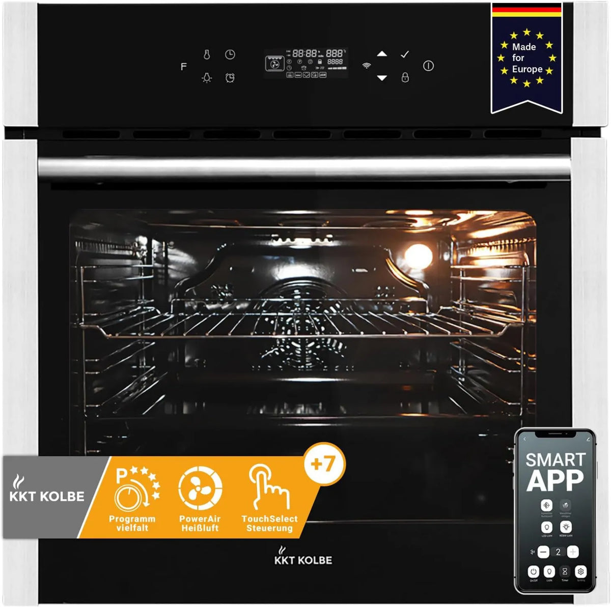 EB8313HC piekarnik elektryczny, 2,8 kW, 60 cm, timer, sterowanie WiFi, praca automatyczna, funkcja grilla, KKT KOLBE Piekarnik do zabudowy 60 cm
