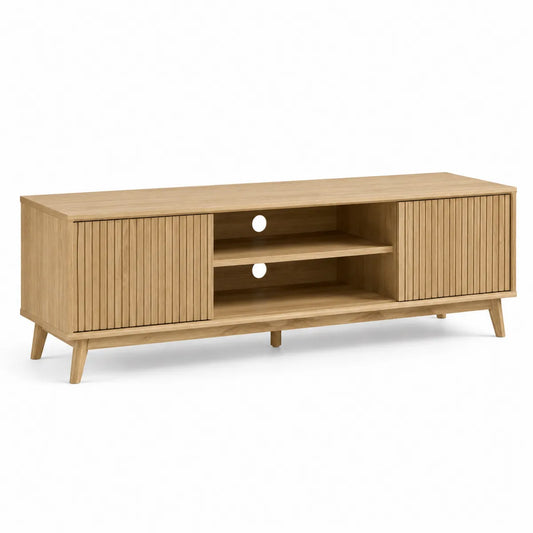 Szafka RTV drewno dębowe 150 cm z półkami i drzwiami