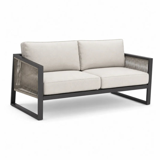 Sofa ogrodowa metalowa beżowa 2-osobowa