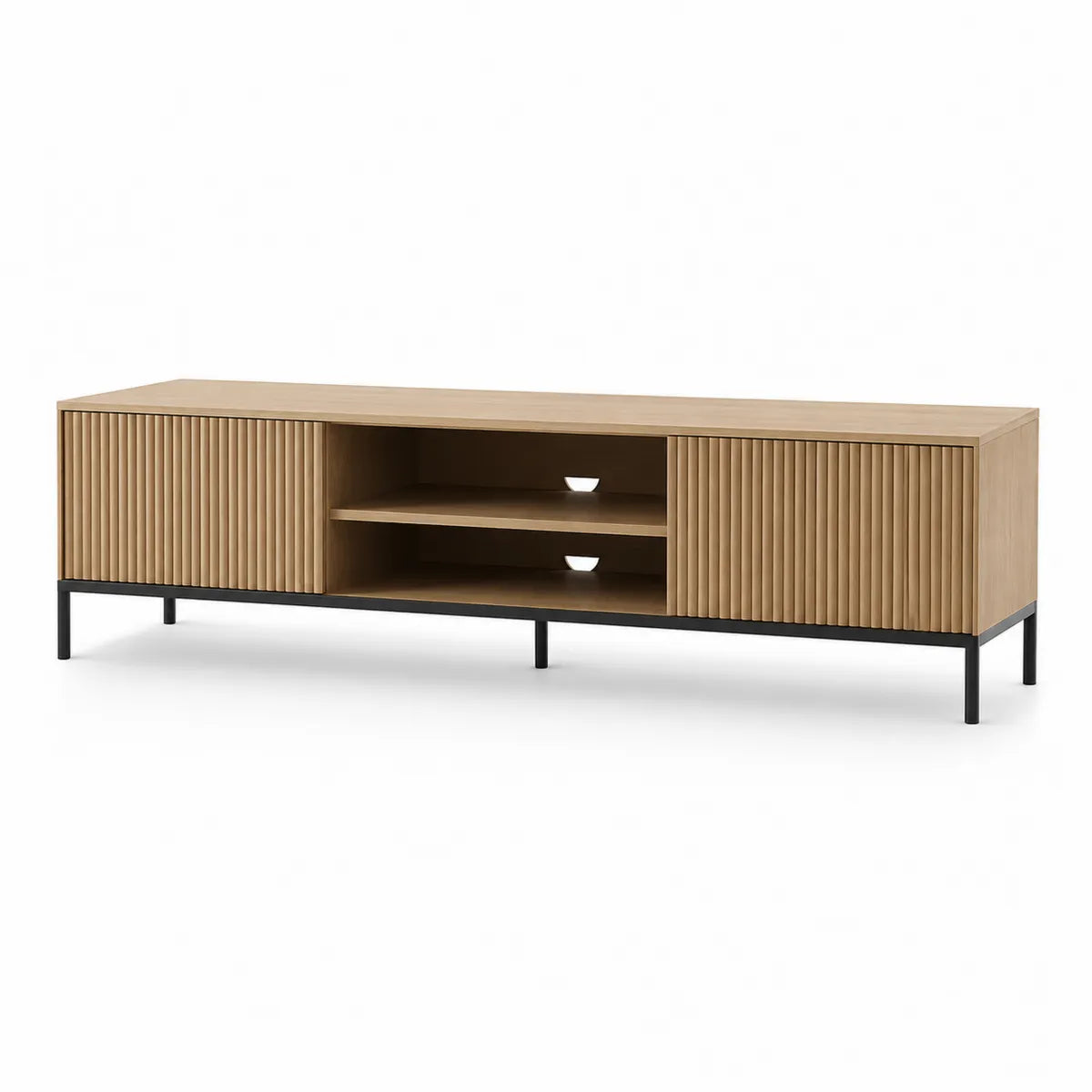 Szafka RTV z drewna dębowego i metalu 180x45x40 cm