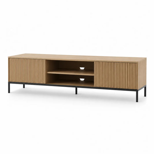 Szafka RTV z drewna dębowego i metalu 180x45x40 cm