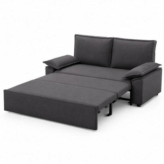 Sofa rozkładana z tkaniny poliestrowej ciemnoszarej 200cm