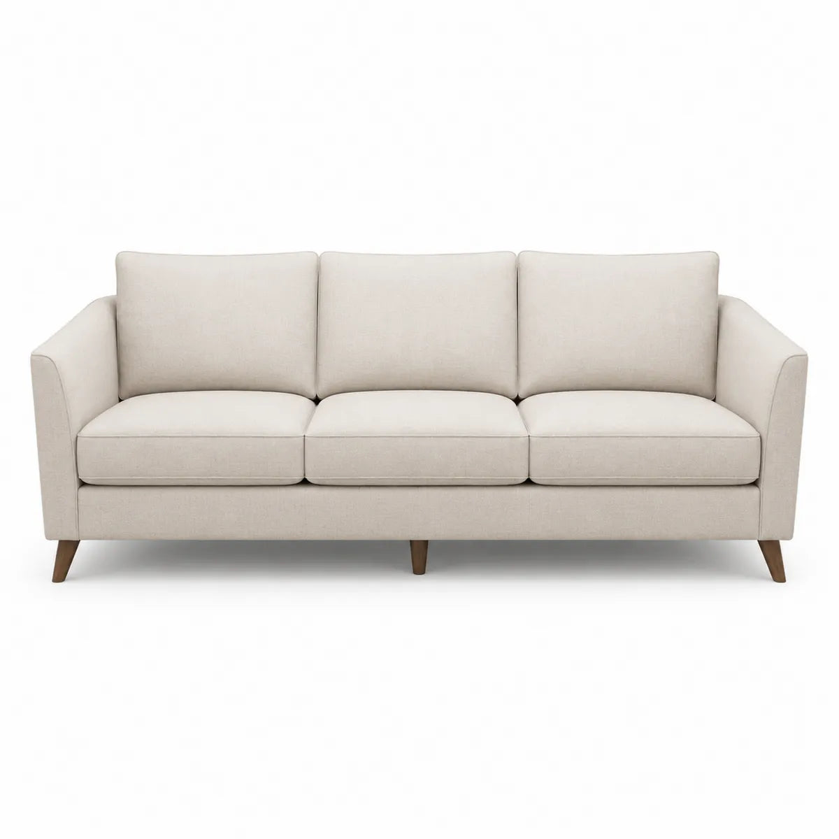 Sofa trzyosobowa, drewno i tkanina, kolor beżowy 200 cm