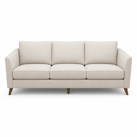 Sofa trzyosobowa, drewno i tkanina, kolor beżowy 200 cm