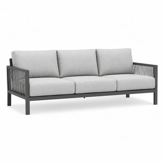 Sofa ogrodowa 3-osobowa z aluminium i poliestrem 210 cm