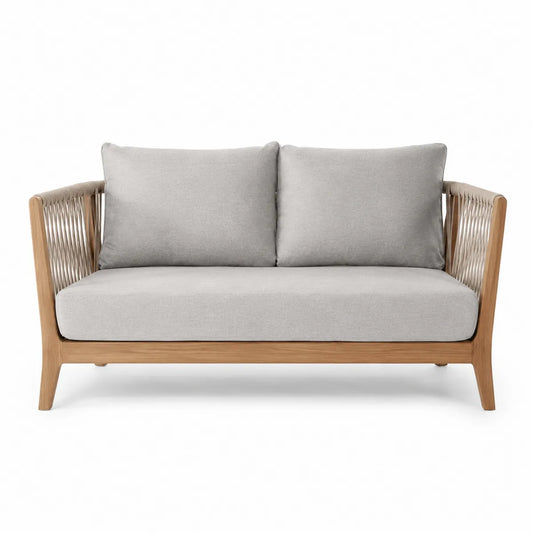 Sofa dwuosobowa z drewna teak i poliestru 150 cm