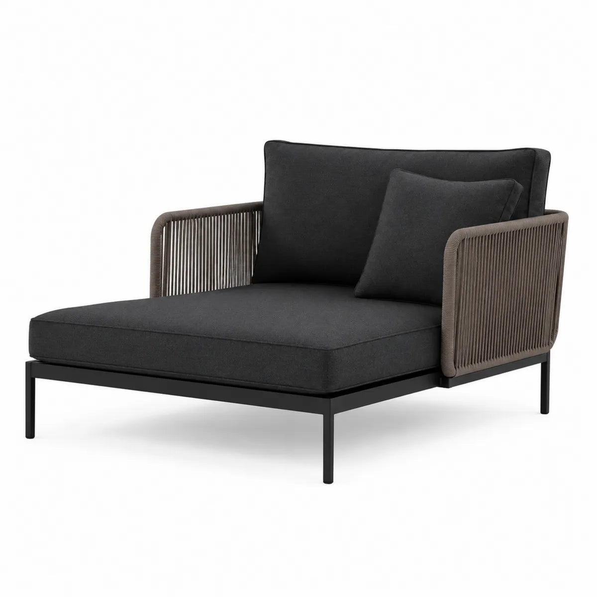Czarny fotel ogrodowy z tkaniny z poduszką 150 cm
