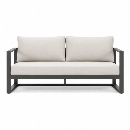 Sofa ogrodowa dwuosobowa z aluminium i poliestru, szara, 170x75x70 cm