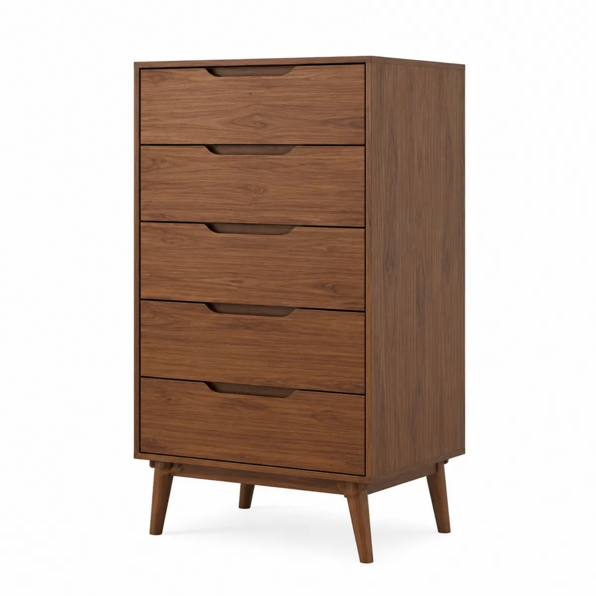 Komoda drewniana 5 szuflad orzechowy 75x40x120 cm