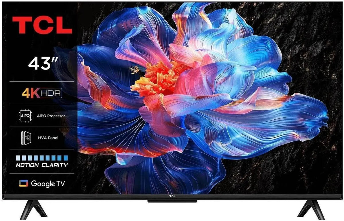 43V6C telewizor Smart TV, 43 cali, Google TV bez obramowania, Dolby Audio, Motion Clarity, kompatybilny z Google Assistant i Alexa