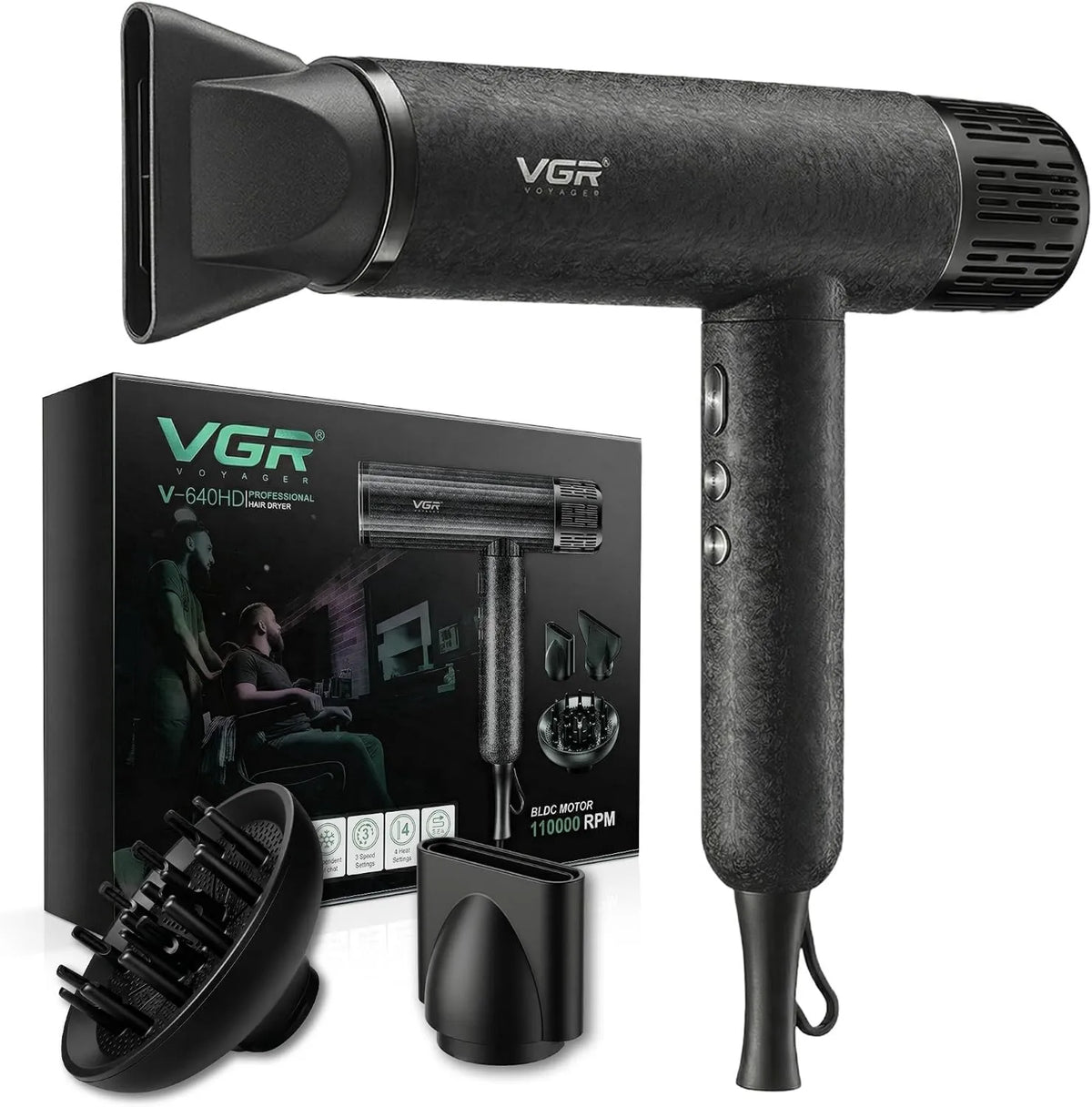 VGR suszarka do włosów, 640 Diffuser, 640 HD Dry Hair Diffuser profesjonalny Loop