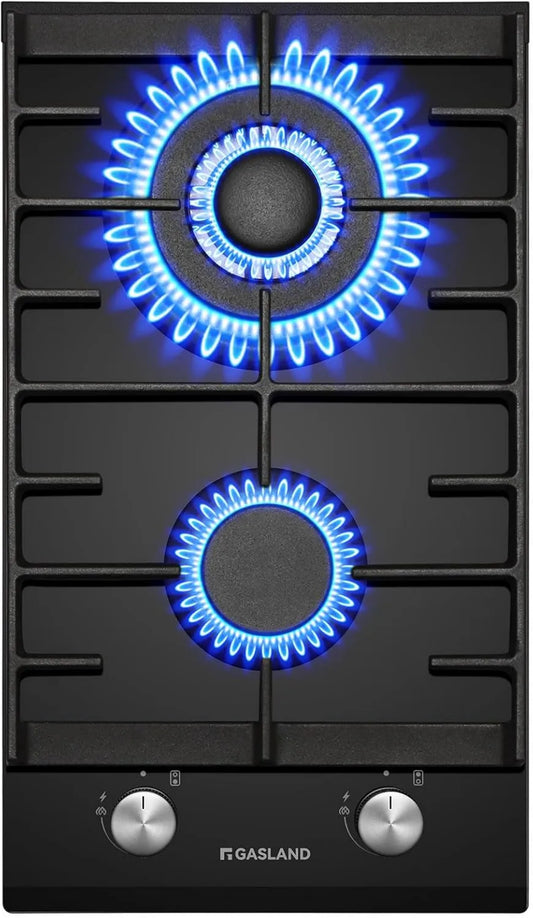 GH2302BG1FC płyta gazowa, 5200 W, 30 cm, 240 V, GASLAND szklana płyta gazowa, butan z palnikiem wok, płyta gazowa do zabudowy, czarna płyta szklana