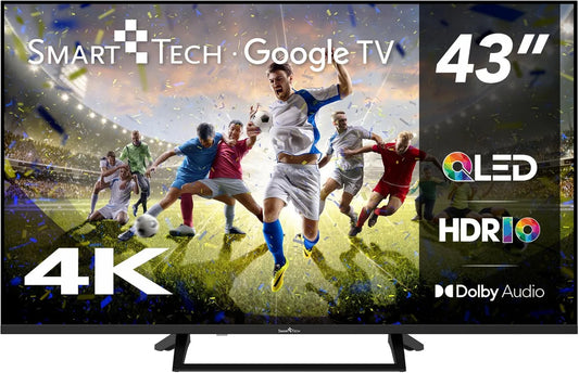 Smart Tech telewizor, Google 43QG06 V 4xHDMI Smart TV, 109 cm, 4 HDMI, 2 USB, TV, 4K UHD, QLED, HDR, dźwięk Dolby, HDR10, Dolby Audio, 2xUSB
