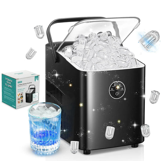 FOHERE kostkarka do lodu, 4K UHD, tłumik, kemping, Bar, 14 kg, 2 rozmiary, 8 kostek lodu w 5 minach