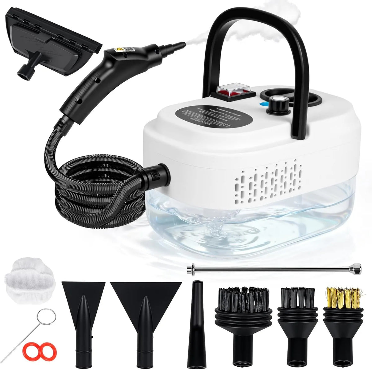 okanemoqi myjka parowa, Elektryczna chłodnica, 2500 W, 15-osobowy czyszczący, przenośny, duży zbiornik, para, ciśnienie, 1200 ml zbiornik, 6 poziomów regulowanych, 3, 5 bar