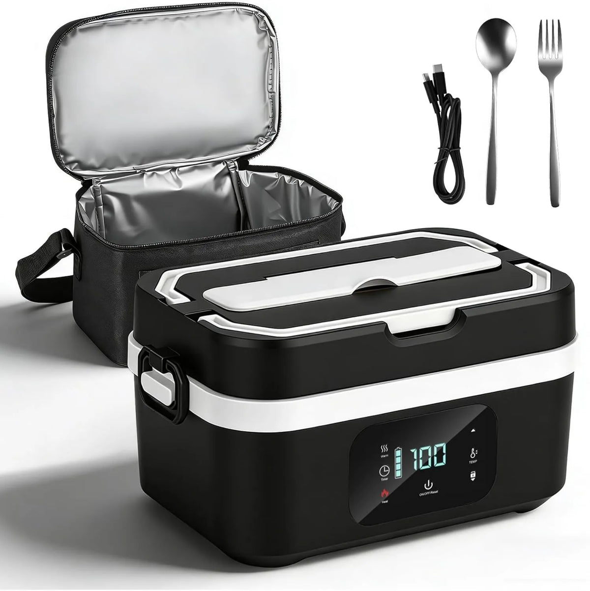 Normodic, 30, 000 mAh Bateria, 1, 3 l, 100 W, licznik, stal nierdzewna, funkcja grzewcza, do biura budowy samochodów, Gamelle 30000 mAh