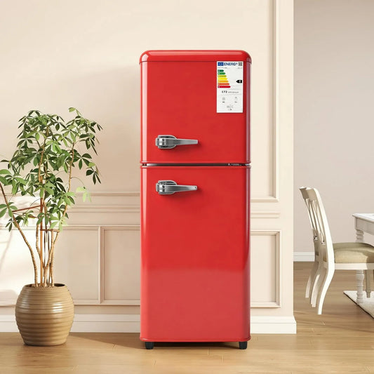 Sweiko lodówka, Zamrażarka, 112 l, klasa E- energii, 2 strefy temperatur, czerwony, 7 poziomów kontroli temperatury, chłodnia