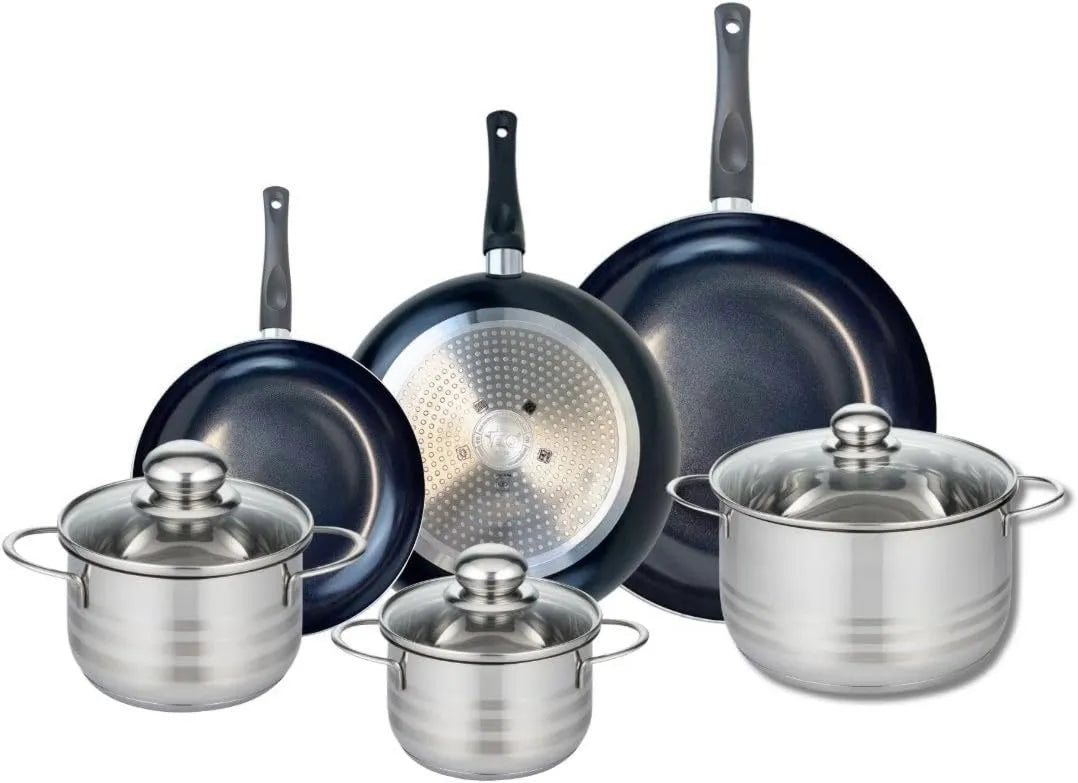 Fackelmann, naczynia kuchenne, 28 cm, bateria, bateria kuchenna Elo 3 piece 20 / 24 / 28 cm i 3 souty faitsuts 14 / 16 / 20 cm