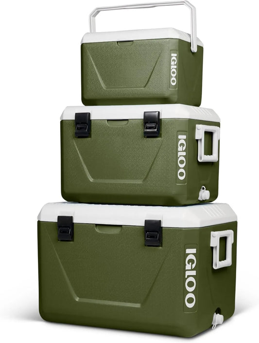 Igloo, Produkt Lekki Lód & Robulls na kempingu, Stackable Passive Icemakers Set 55 l + 27 l + 11 l, Plaża, Pic- Nique & do użytku na zewnątrz, Zielony