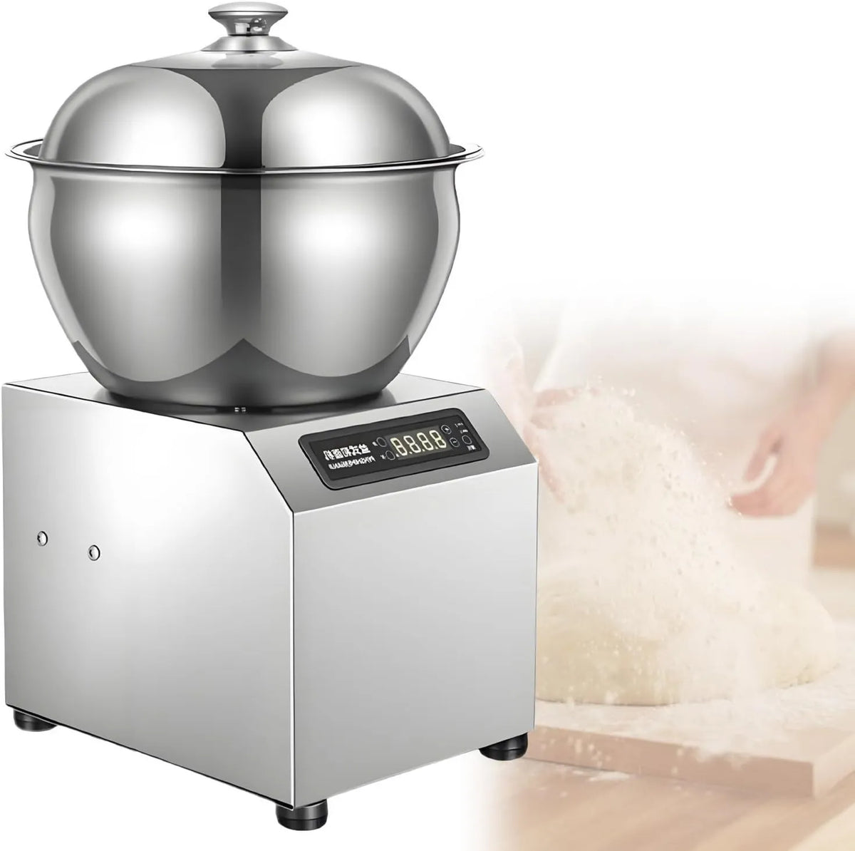 GLBMXDD robot kuchenny, Dla piekarni, Podwójne obroty i licznik czasu, dla pizzerii i restauracji, Benzyna elektryczna w stali nierdzewnej 2 200 W, 5 / 8 kg Zbiornik atomowy