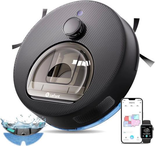 Lefant robot sprzątający, M330 3in1 Robot odkurzacz, 3 poziomów aspiracji 3en1, czarny, APP / Alexa, 5000Pa, 150Min, Freemove System 3