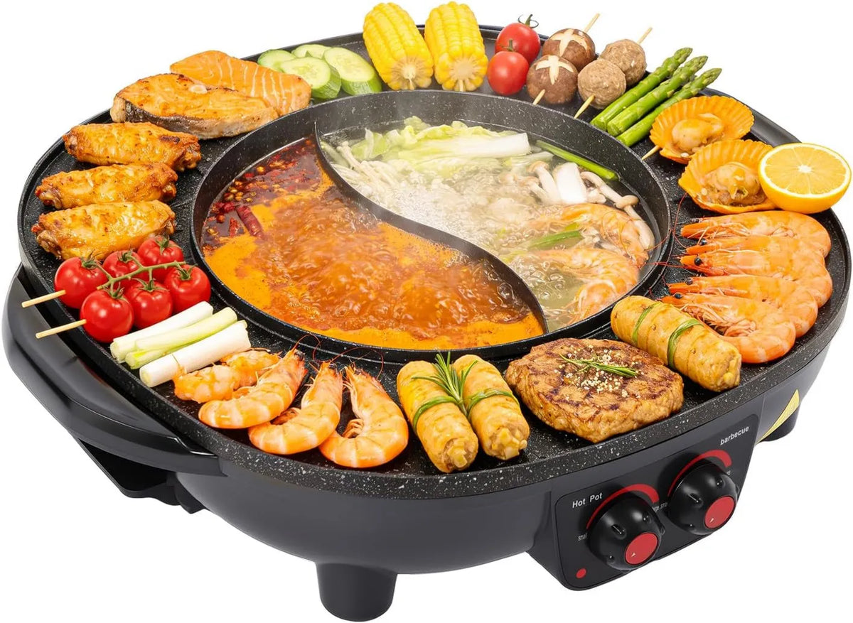 Quenoxo grill elektryczny, Grill, 42 cm, instalacja bezpłatna, 2 strefy temperaturowe, do elastycznego gotowania