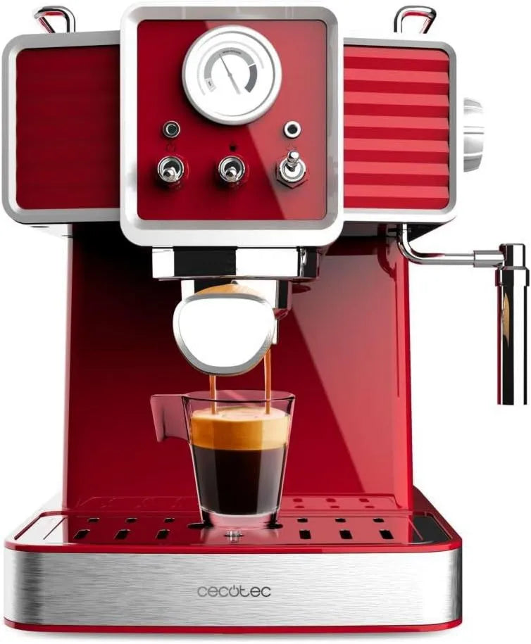 Cecotec ekspres ciśnieniowy, 1350 W, 20 bar, praca automatyczna, funkcja pary, Espresso Machine Power Espresso 20 Tradizionale Light Red. 1350 W