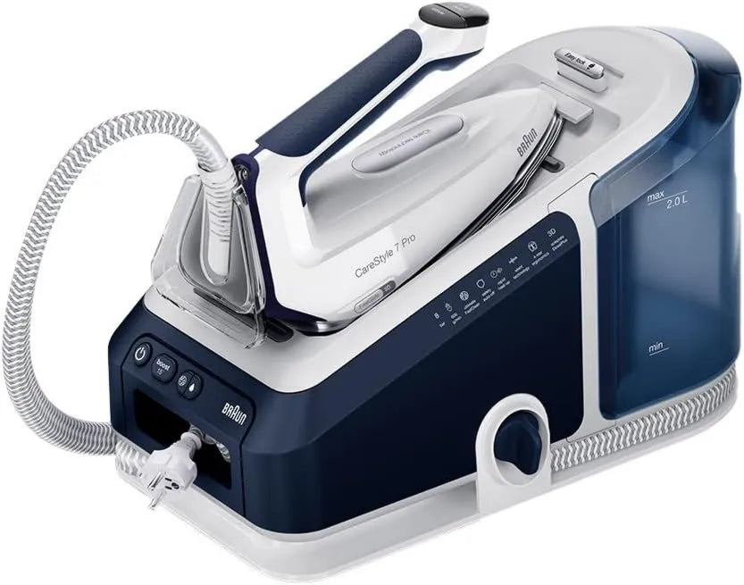 Braun IS 7282, 600 g, 2400 W, funkcja pary, CareStyle 7 Pro Stacja parowa BL, żelazko parowe ze stopą FreeGlide 3D, funkcja iCare, pionowa para