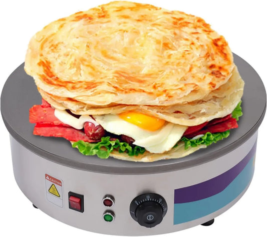 mesterth, Produkt 3 kW, Profesjonalna okrągła płyta naleśnika, średnica 45 cm, stal nierdzewna, płyta pokryta nieklejem, z rozpryskiwaczem pasty i