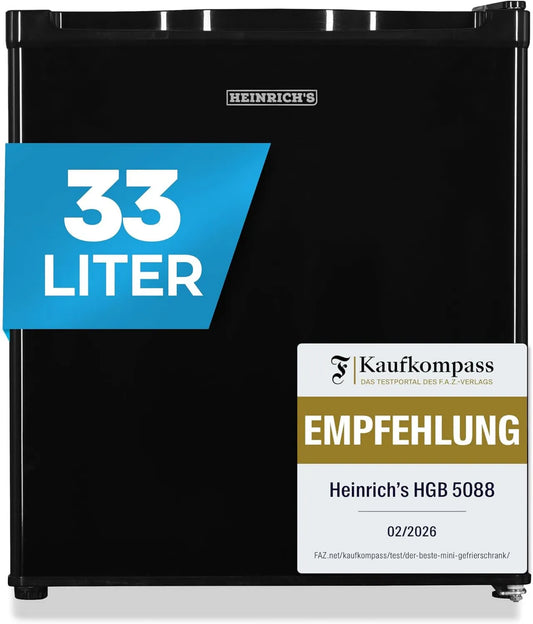 Heinrich´s zamrażarka, 33 l, 40 dB, tłumik, zawias domowy Heinrich 's - Mini - 33 l - Mały kompaktowy - Tłumik - 40 dB - Zawias domofonowy