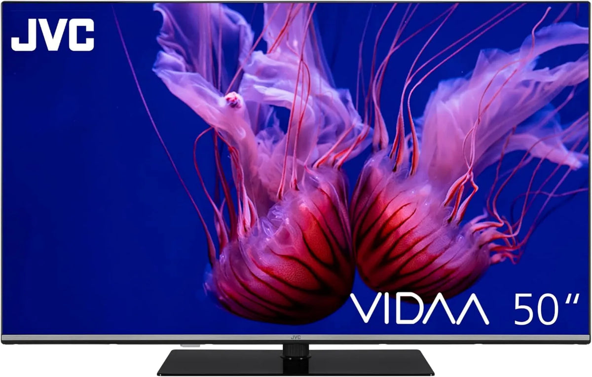 JVC telewizor, LT- 50VDQ655- 4K Smart TV, 50 cali, TV, 4K UHD, QLED, HDR, potrójny tuner DVB- T2, S2, dźwięk Dolby, czarny, czarny LED, Dolby Atmos, 6 miesięcy HD + LT-50VDQ6555-4K DVB-T2