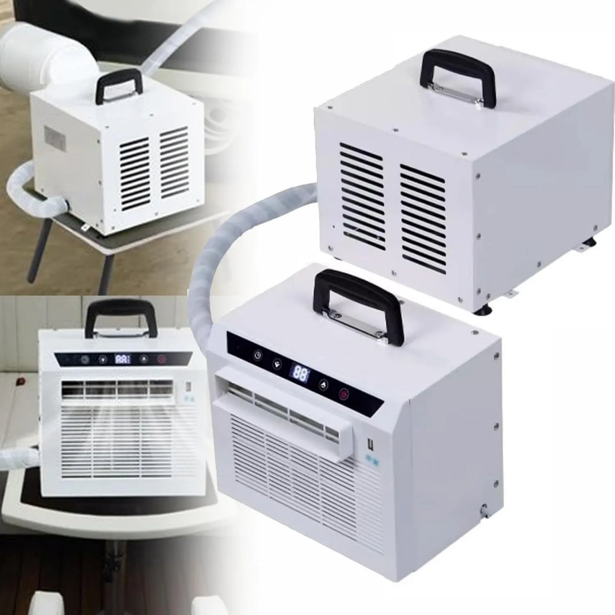 JIADUOFU klimatyzator przenośny, Klimatyzator 3000BTU 3-5A, 1300 W, przenośny, licznik, aplikacja, kemping, zintegrowany ekran, pilot, 12h minutnik, moc chłodzenia