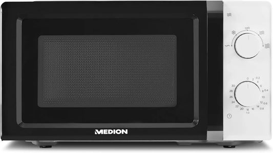 MEDION, Piec elektryczny MD11475, 20 l, 700 W, rozmrażanie, biały, 5 poziomów mocy, Four Micro Wave, tryb rozmrażania, mały i łatwy w obsłudze