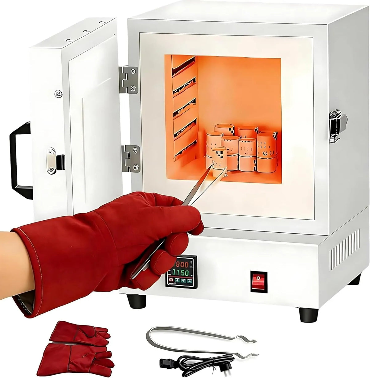 RoyceBee mini piekarnik, Piec elektryczny, 2000 W, cyfrowy cyfrowy wyświetlacz 0- 1150°C, 4 Face Heater, Compact elektryczny Potter Piec, dla Atelier Maison, Rzemiosło
