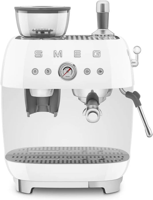 Smeg, EGF03WHEU Caf, ekspres do kawy, 1 l, 1350 W, duży zbiornik, para, 4 poziomów, biały