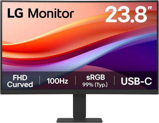 LG monitor komputerowy, 24U421A- B CIE1931 Monitor, 24 cale, 1920 × 1080, 5 ms, 100 Hz, HDR, Full HD, płyta VA, HDMI, USB, ekran PC, HDR 10, sRGB 99%, zakrzywione 1500R 24U421A-B