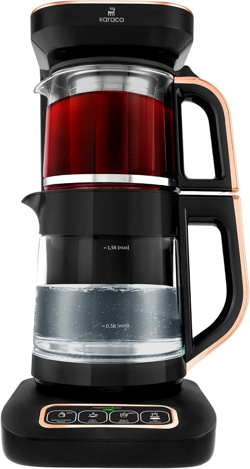 Czajnik, 2500 W, 2,3 l, praca automatyczna, KARACA Çaysever Robotea Pro 4 w 1 automatyczny szklany czajnik do herbaty, wskaźnik świeżości