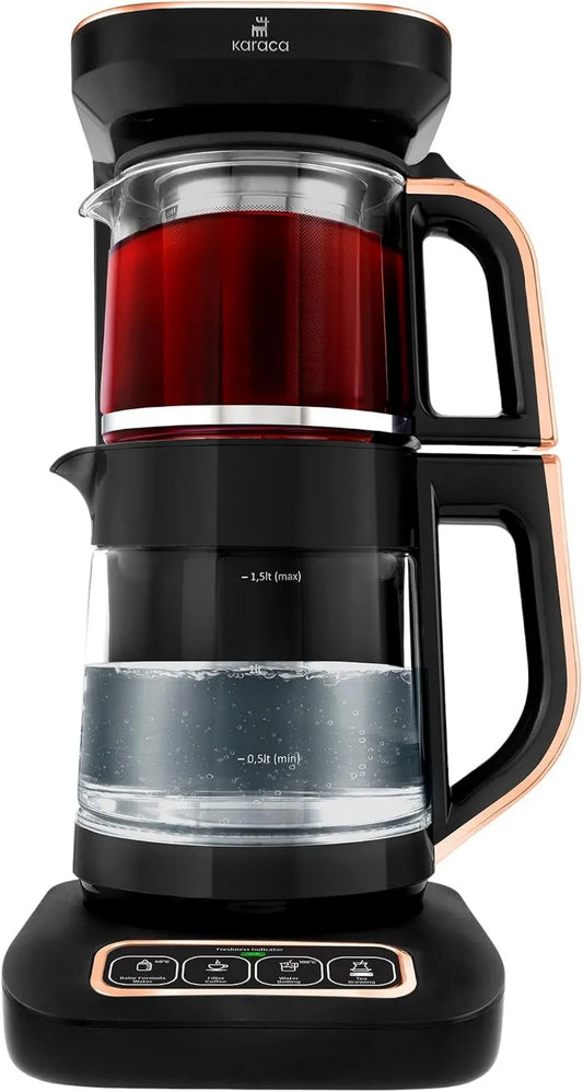 Czajnik, 2500 W, 2,3 l, praca automatyczna, KARACA Çaysever Robotea Pro 4 w 1 automatyczny szklany czajnik do herbaty, wskaźnik świeżości